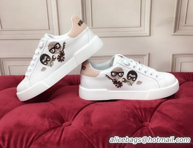 Good Product Dolce & Gabbana PORTOFINO Sneakers In Calfskin With Patch White/Guitar 061628