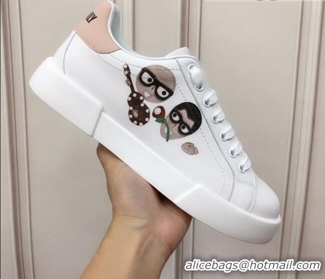 Good Product Dolce & Gabbana PORTOFINO Sneakers In Calfskin With Patch White/Guitar 061628