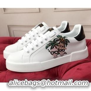 Low Price Dolce & Gabbana PORTOFINO Sneakers In Calfskin With DG PALMA STYLIST Patch 061631