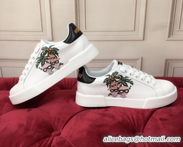 Low Price Dolce & Gabbana PORTOFINO Sneakers In Calfskin With DG PALMA STYLIST Patch 061631