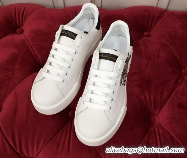 Low Price Dolce & Gabbana PORTOFINO Sneakers In Calfskin With DG PALMA STYLIST Patch 061631