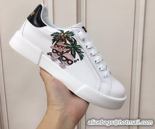 Low Price Dolce & Gabbana PORTOFINO Sneakers In Calfskin With DG PALMA STYLIST Patch 061631