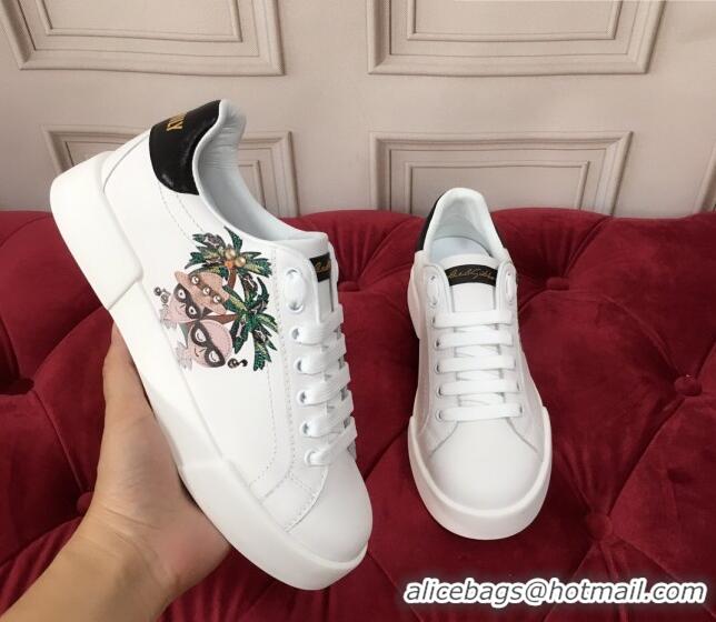 Low Price Dolce & Gabbana PORTOFINO Sneakers In Calfskin With DG PALMA STYLIST Patch 061631