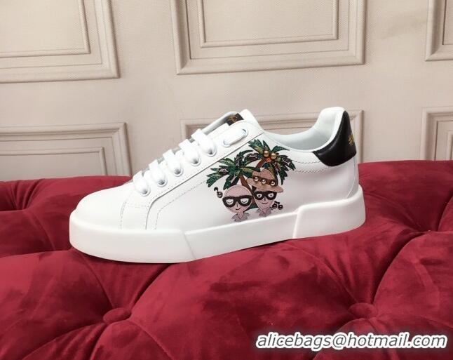 Low Price Dolce & Gabbana PORTOFINO Sneakers In Calfskin With DG PALMA STYLIST Patch 061631