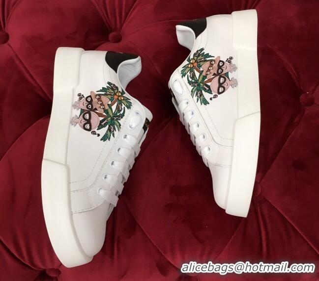 Low Price Dolce & Gabbana PORTOFINO Sneakers In Calfskin With DG PALMA STYLIST Patch 061631