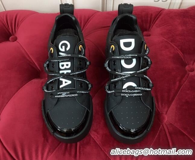 Discount Dolce & Gabbana PORTOFINO Sneakers In Calfskin With Rubber Insert Black 061633