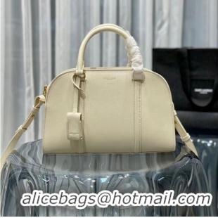 Buy Classic YSL CASSANDRA MEDIUM TOP HANDLE BAG IN GRAIN DE POUDRE EMBOSSED LEATHER Y305454 Cream