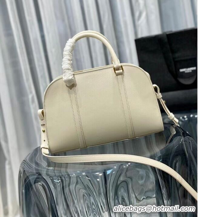 Buy Classic YSL CASSANDRA MEDIUM TOP HANDLE BAG IN GRAIN DE POUDRE EMBOSSED LEATHER Y305454 Cream