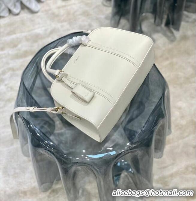 Buy Classic YSL CASSANDRA MEDIUM TOP HANDLE BAG IN GRAIN DE POUDRE EMBOSSED LEATHER Y305454 Cream