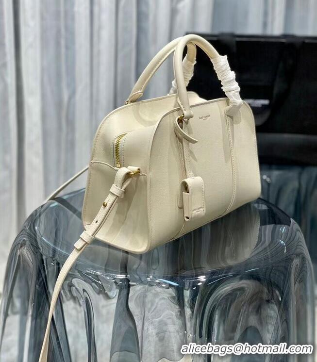 Buy Classic YSL CASSANDRA MEDIUM TOP HANDLE BAG IN GRAIN DE POUDRE EMBOSSED LEATHER Y305454 Cream