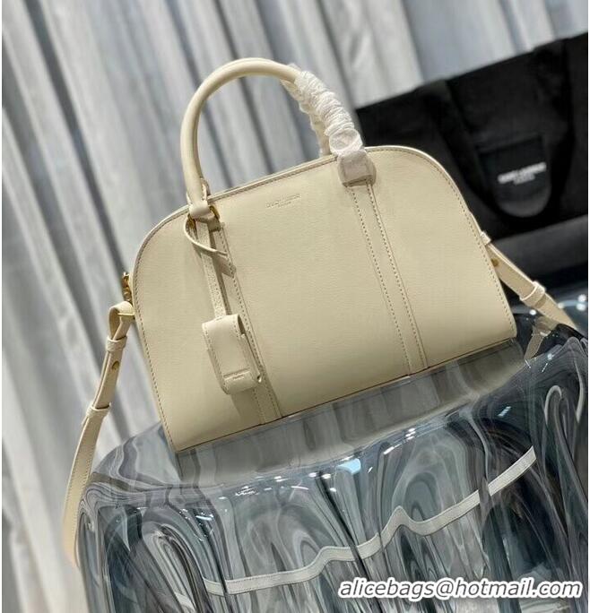 Buy Classic YSL CASSANDRA MEDIUM TOP HANDLE BAG IN GRAIN DE POUDRE EMBOSSED LEATHER Y305454 Cream