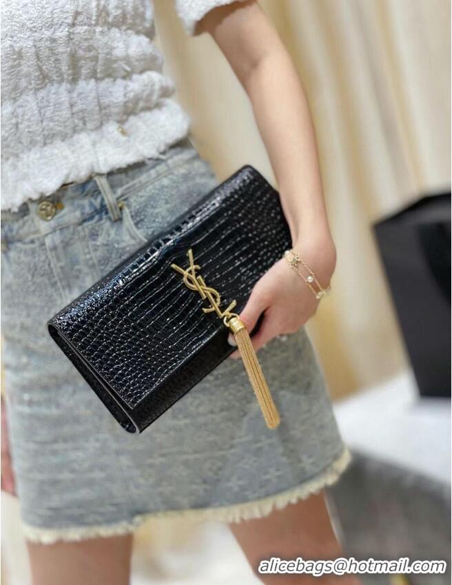 Cheapest YSL Saint Laurent Medium Kate Bag Y306079 Black Gold hardware