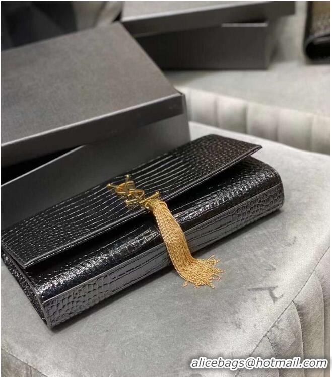 Cheapest YSL Saint Laurent Medium Kate Bag Y306079 Black Gold hardware