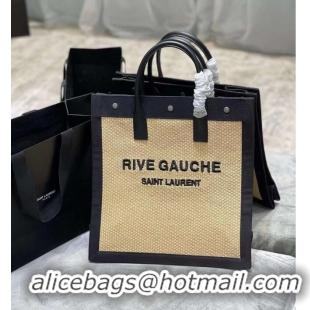 Classic Yves Saint Laurent RIVE GAUCHE N/S SHOPPING BAG IN COTTON 9E1070 Beige