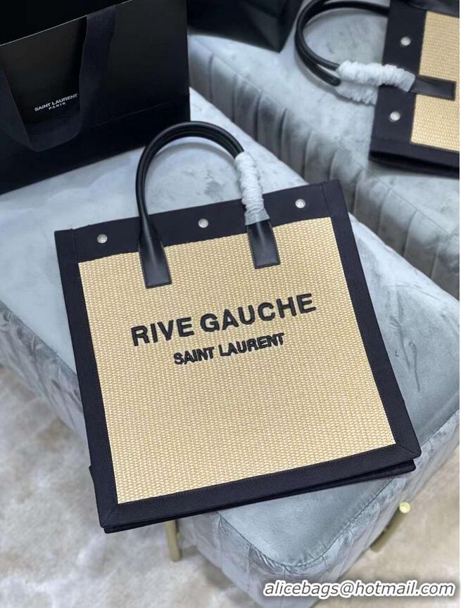 Classic Yves Saint Laurent RIVE GAUCHE N/S SHOPPING BAG IN COTTON 9E1070 Beige