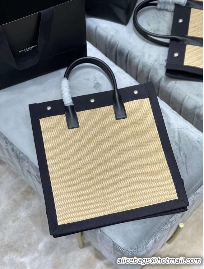 Classic Yves Saint Laurent RIVE GAUCHE N/S SHOPPING BAG IN COTTON 9E1070 Beige