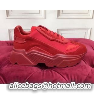 Top Quality Dolce Gabbana Stretch Knit Fabric Daymaster Sneakers 120162 Red