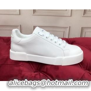 Super Dolce Gabbana Portofino Sneakers in Nappa Leather and Rubber Toe-cap White 120170