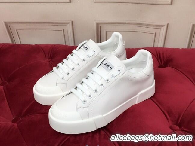 Super Dolce Gabbana Portofino Sneakers in Nappa Leather and Rubber Toe-cap White 120170