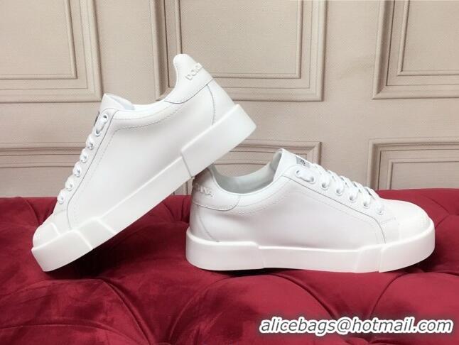 Super Dolce Gabbana Portofino Sneakers in Nappa Leather and Rubber Toe-cap White 120170