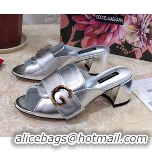 Best Product Dolce&Gabbana DG Heel Mules 6.5cm 010937 Silver 2021