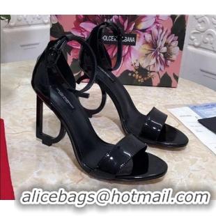 Trendy Design Dolce&Gabbana Patent Leather Sandals with DG Heel 10.5cm 011248 All Black 2021