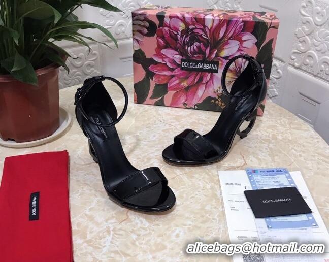 Trendy Design Dolce&Gabbana Patent Leather Sandals with DG Heel 10.5cm 011248 All Black 2021