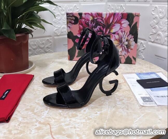 Trendy Design Dolce&Gabbana Patent Leather Sandals with DG Heel 10.5cm 011248 All Black 2021