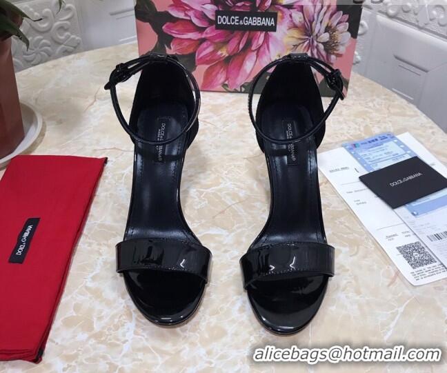 Trendy Design Dolce&Gabbana Patent Leather Sandals with DG Heel 10.5cm 011248 All Black 2021