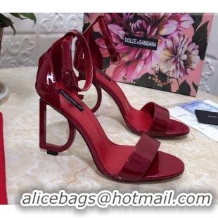 Super Quality Dolce&Gabbana Patent Leather Sandals with DG Heel 10.5cm 011248 Burgundy 2021