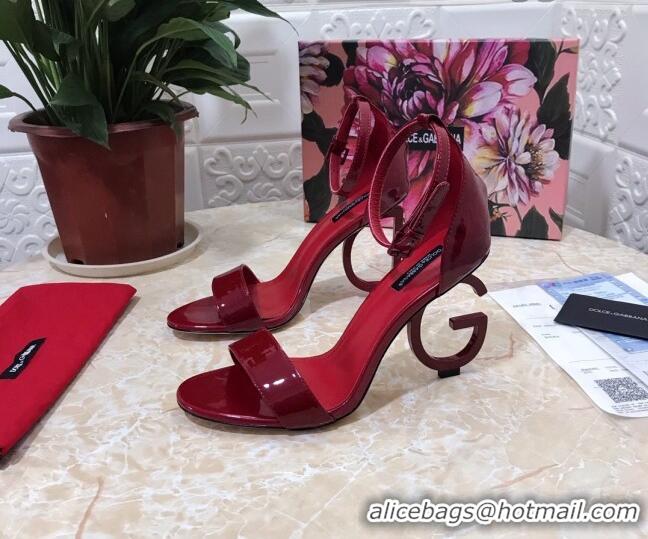 Super Quality Dolce&Gabbana Patent Leather Sandals with DG Heel 10.5cm 011248 Burgundy 2021