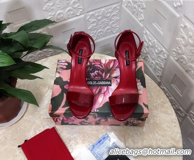 Super Quality Dolce&Gabbana Patent Leather Sandals with DG Heel 10.5cm 011248 Burgundy 2021