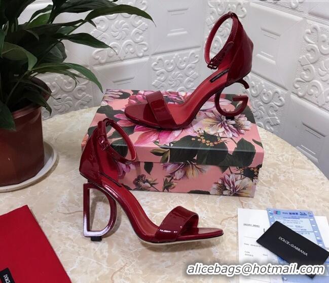 Super Quality Dolce&Gabbana Patent Leather Sandals with DG Heel 10.5cm 011248 Burgundy 2021