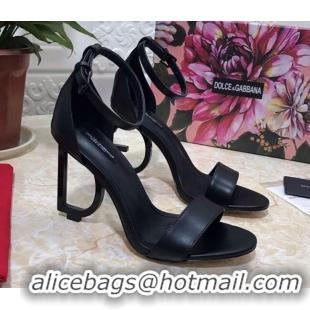 Top Quality Dolce&Gabbana Matte Calfskin Sandals with DG Heel 10.5cm 011252 All Black 2021