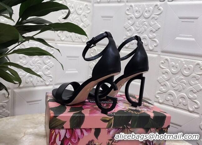 Top Quality Dolce&Gabbana Matte Calfskin Sandals with DG Heel 10.5cm 011252 All Black 2021