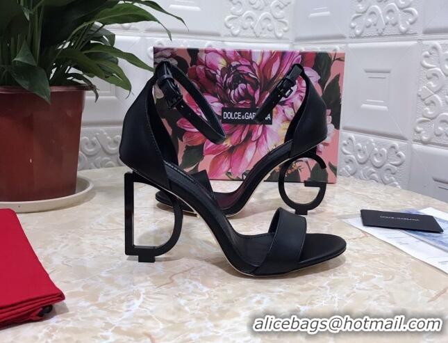 Top Quality Dolce&Gabbana Matte Calfskin Sandals with DG Heel 10.5cm 011252 All Black 2021