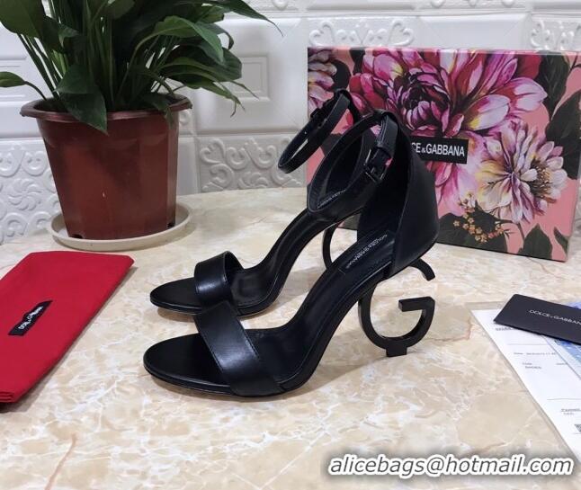 Top Quality Dolce&Gabbana Matte Calfskin Sandals with DG Heel 10.5cm 011252 All Black 2021