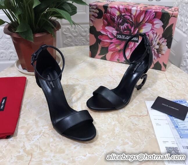 Top Quality Dolce&Gabbana Matte Calfskin Sandals with DG Heel 10.5cm 011252 All Black 2021