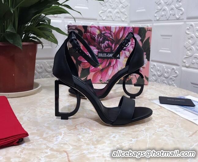 Top Quality Dolce&Gabbana Matte Calfskin Sandals with DG Heel 10.5cm 011252 All Black 2021