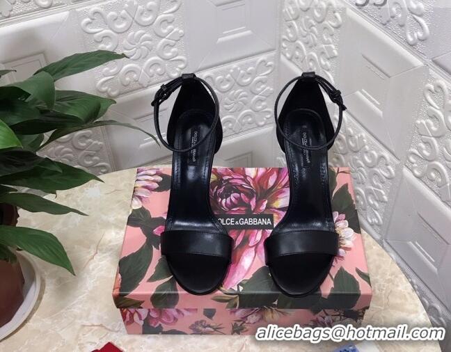 Top Quality Dolce&Gabbana Matte Calfskin Sandals with DG Heel 10.5cm 011252 All Black 2021