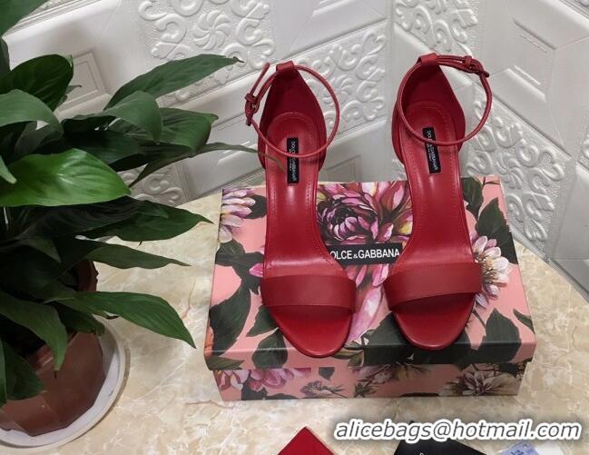 Low Cost Dolce&Gabbana Matte Calfskin Sandals with DG Heel 10.5cm 011252 All Red 2021