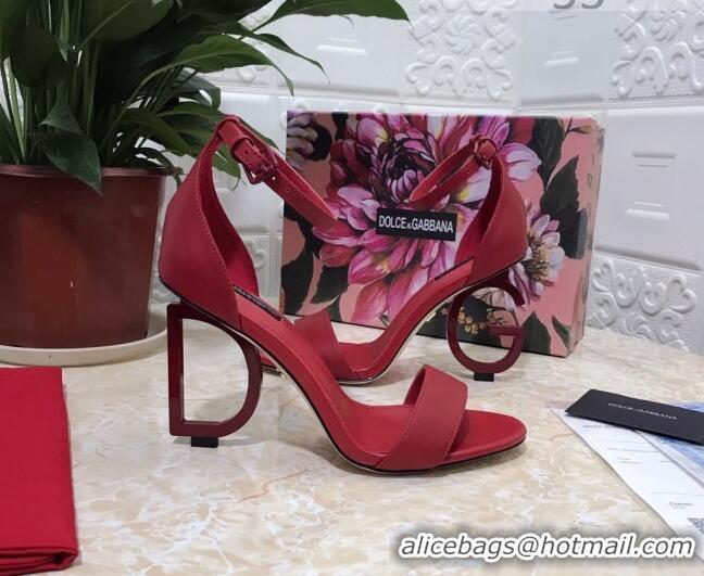 Low Cost Dolce&Gabbana Matte Calfskin Sandals with DG Heel 10.5cm 011252 All Red 2021