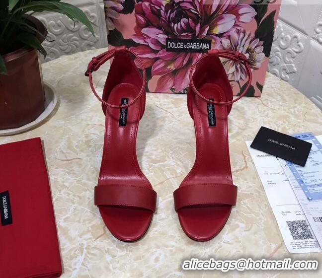 Low Cost Dolce&Gabbana Matte Calfskin Sandals with DG Heel 10.5cm 011252 All Red 2021