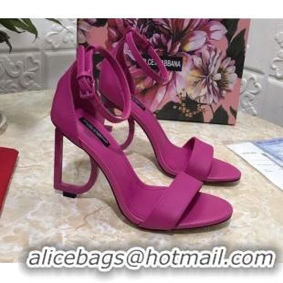 Best Luxury Dolce&Gabbana Matte Calfskin Sandals with DG Heel 10.5cm 011252 Hot Pink 2021