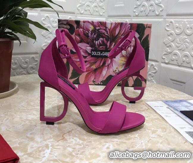 Best Luxury Dolce&Gabbana Matte Calfskin Sandals with DG Heel 10.5cm 011252 Hot Pink 2021