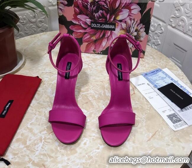 Best Luxury Dolce&Gabbana Matte Calfskin Sandals with DG Heel 10.5cm 011252 Hot Pink 2021