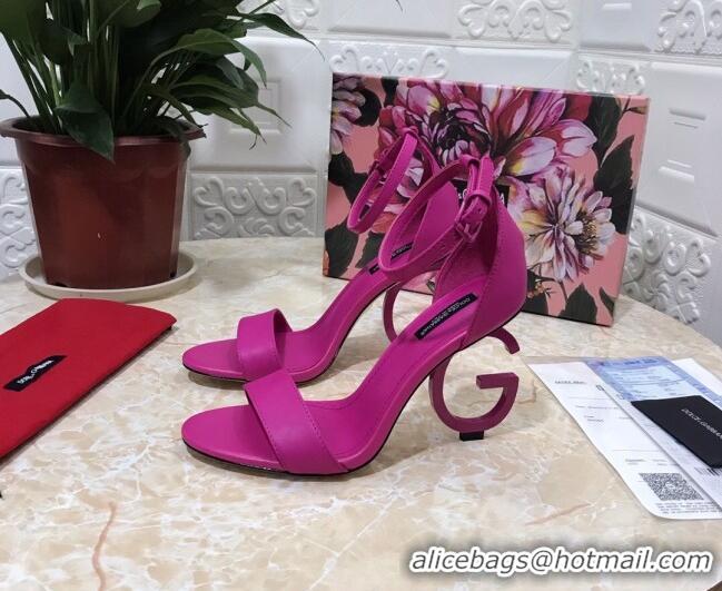 Best Luxury Dolce&Gabbana Matte Calfskin Sandals with DG Heel 10.5cm 011252 Hot Pink 2021