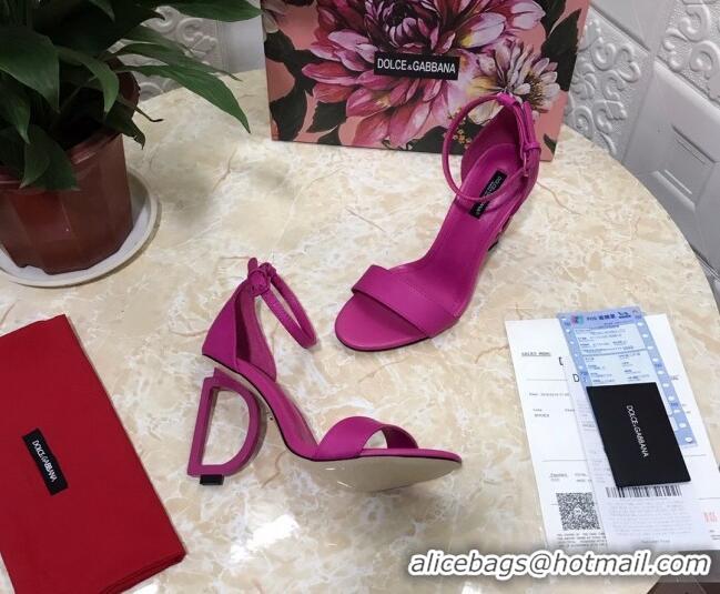 Best Luxury Dolce&Gabbana Matte Calfskin Sandals with DG Heel 10.5cm 011252 Hot Pink 2021