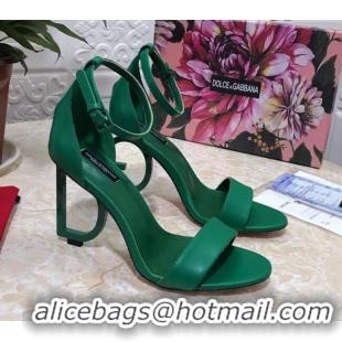 Good Quality Dolce&Gabbana Matte Calfskin Sandals with DG Heel 10.5cm 011252 Green