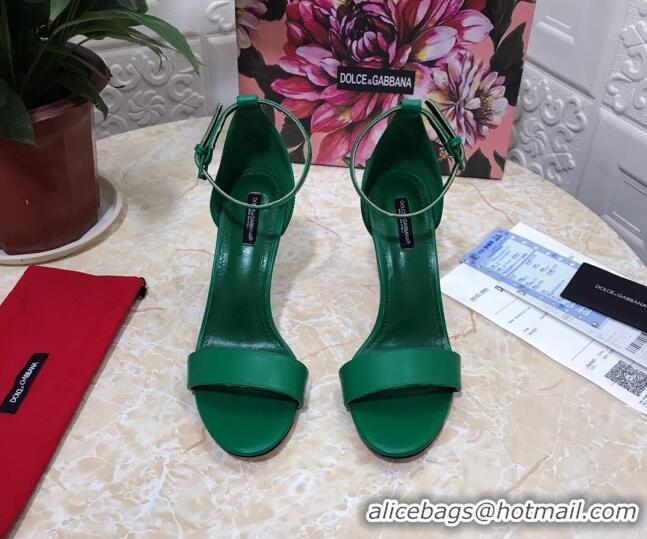 Good Quality Dolce&Gabbana Matte Calfskin Sandals with DG Heel 10.5cm 011252 Green